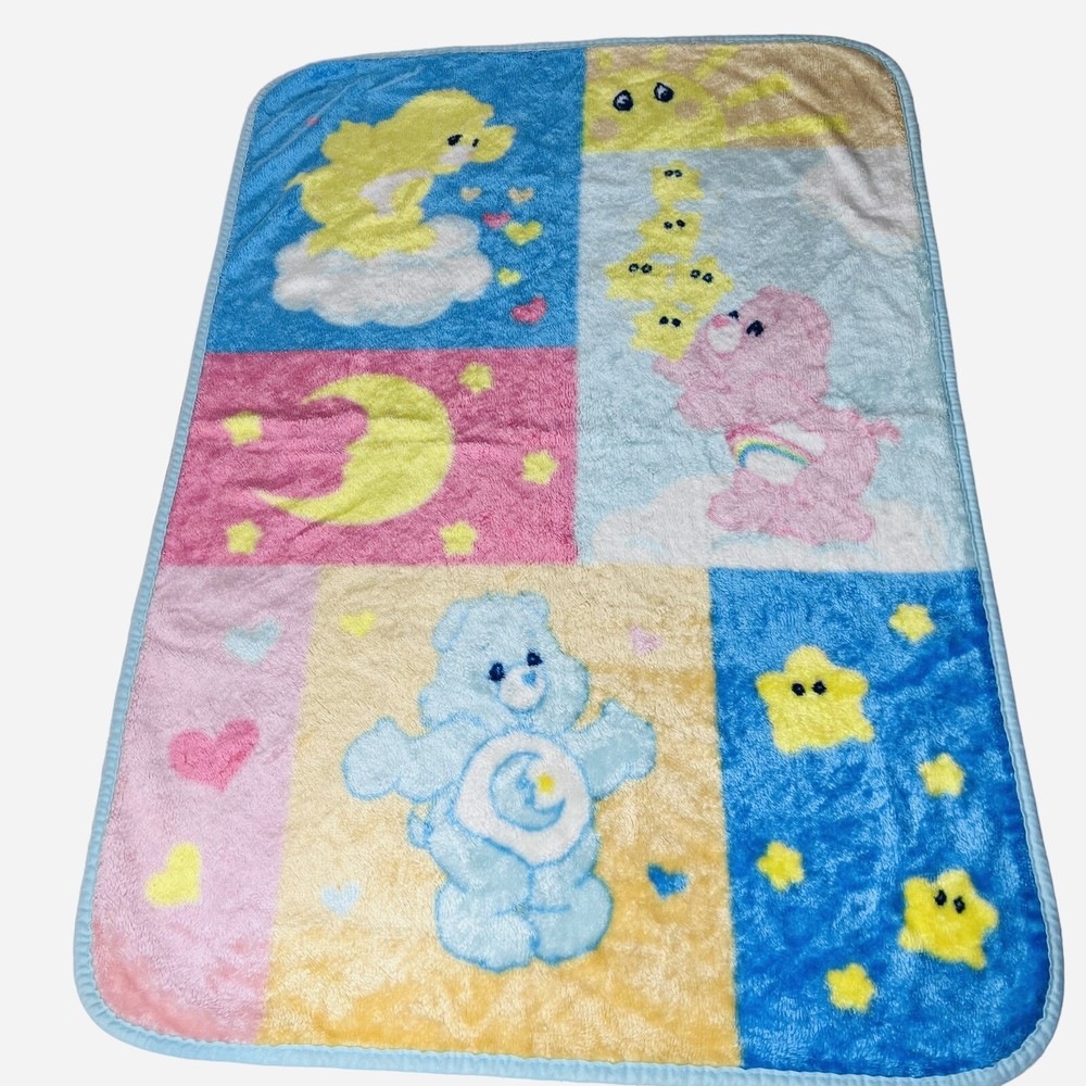 Care Bears Vintage Baby Blanket Stars And Moon Funshine Cheer Bedtime Bear Throw