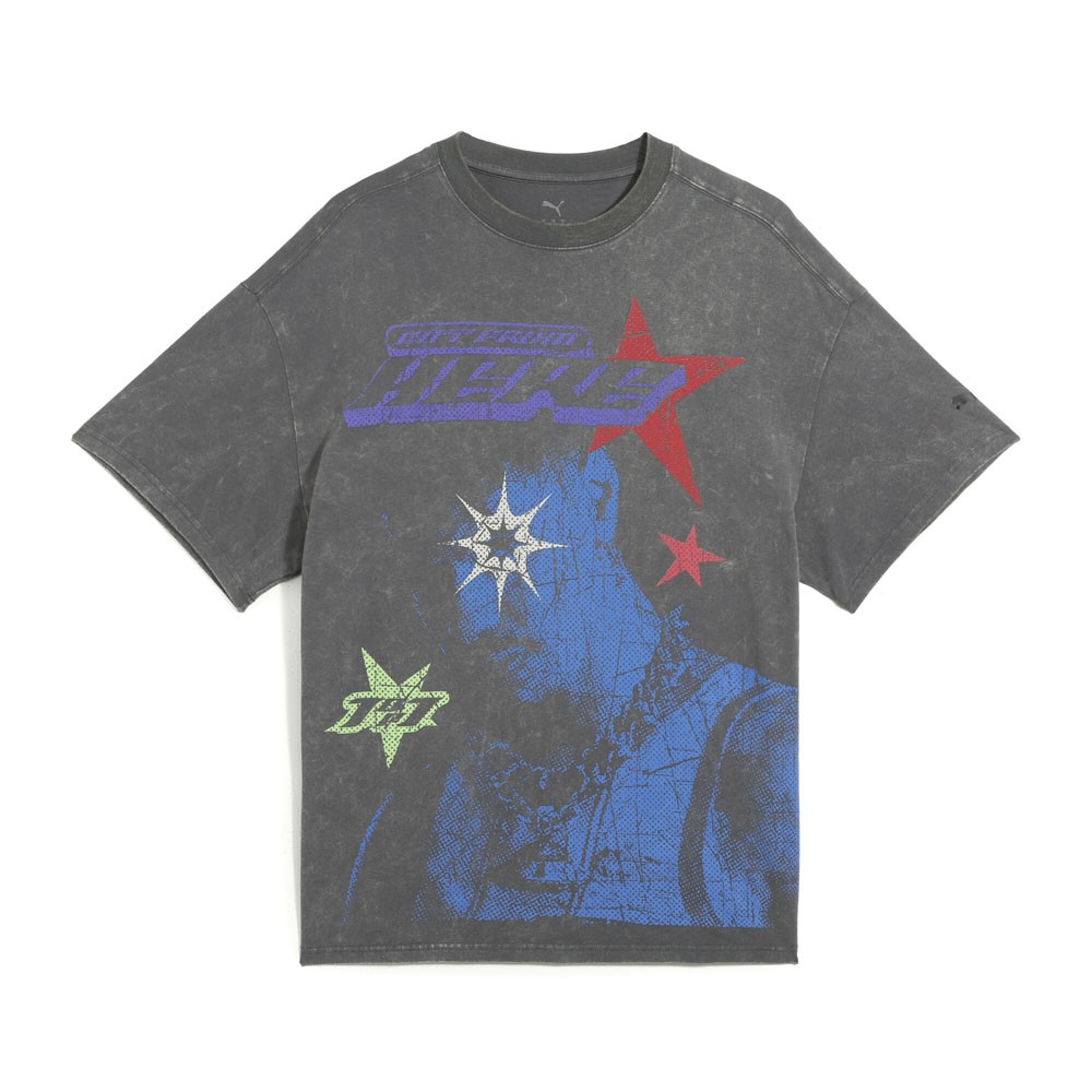 PUMA Lamelo Star Vision Graphic Crew Neck Short Sleeve T-Shirt Mens Grey Casual