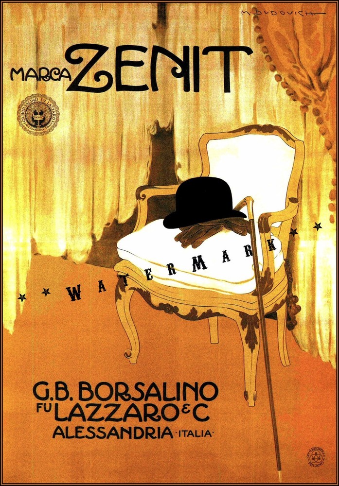 Borsalino 1911 Marca Zenit Italian Men's Fashion Hat Vintage Poster Print