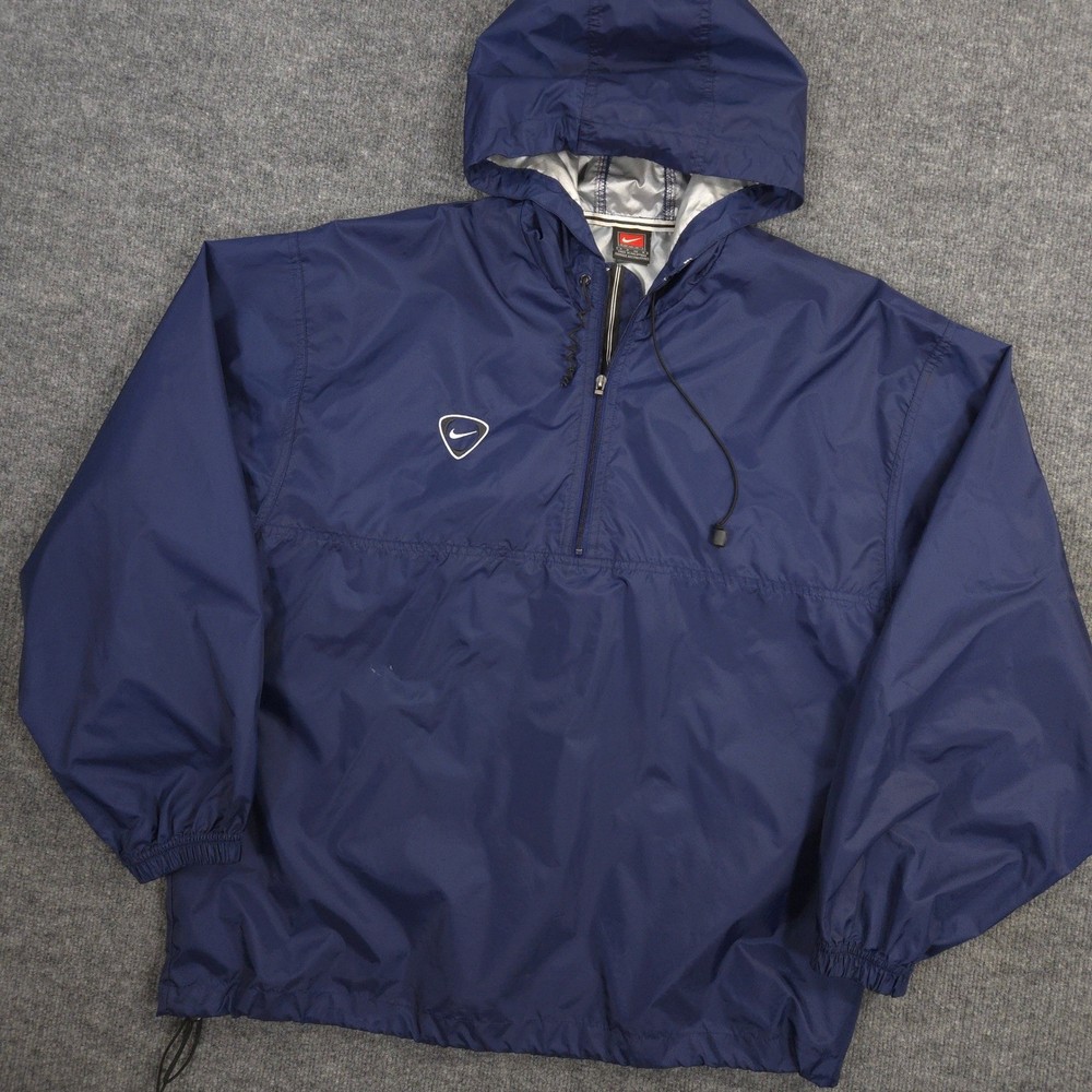Vintage Nike Team Windbreaker Jacket Mens S Blue Vented Back Warm Up Hooded Y2K