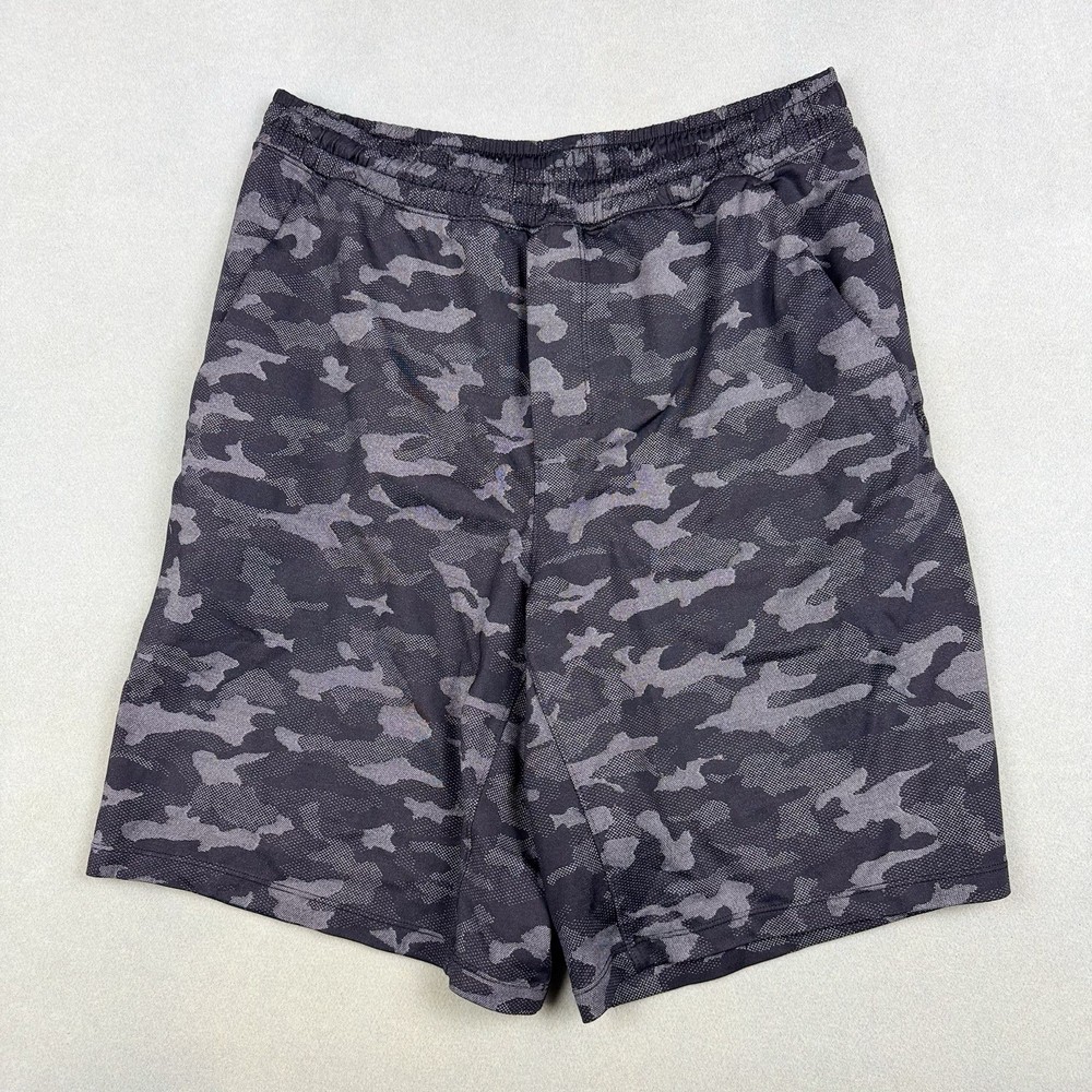 Lululemon Pace Breaker Shorts 9” Linerless Mens Large Black Camo Gym Fitness