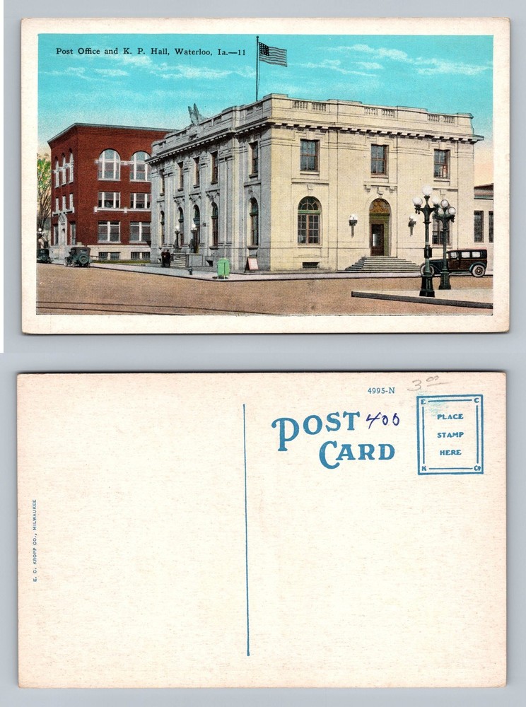 Waterloo, IA-Iowa, Post Office and KP Hall Street View Vintage Postcard