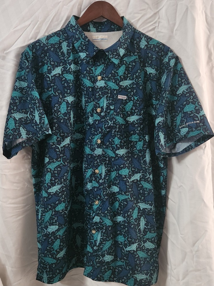 Columbia PFG Super Slack Tide Camp Fishing Shirt Vented Mens L