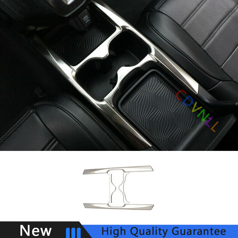 For Honda CRV CR-V 2017-2022 Silver Titanium Middle Console Water Cup Frame Trim