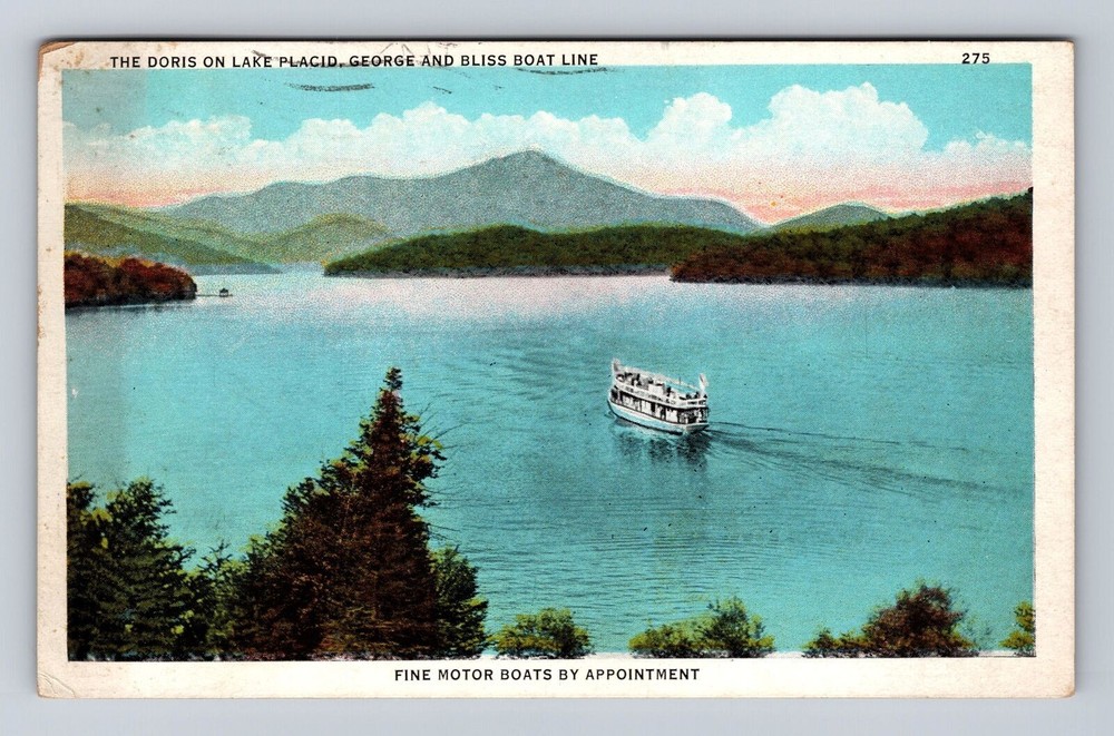 Lake Placid NY-New York, The Doris, George & Bliss Boat Line, Vintage Postcard