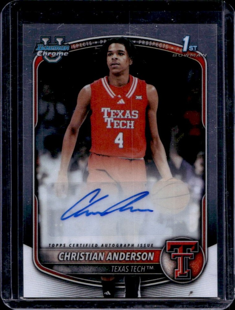 2025-26 Bowman Christian Anderson Chrome Auto 1st Prospect #CPA-CA Red RaidersConsign with us! Sign Up & Get Started @ dcsports87-com