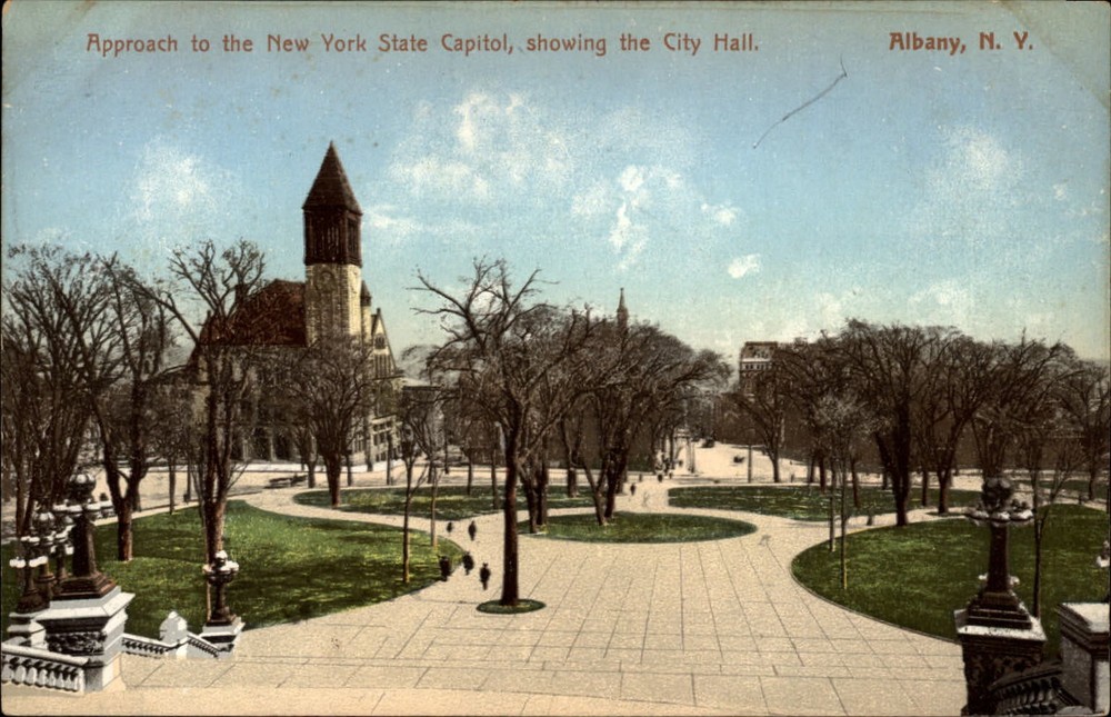 New York State Capitol Albany NY ~ City Hall park ~ c1910 vintage postcard