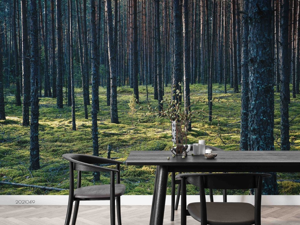 3D Pine Forest Summer Landscape Wall Murals Wallpaper Murals Wall Sticker