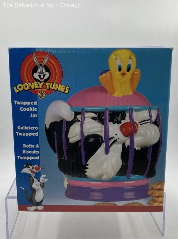 Vintage Looney Tunes Tweety Bird Sylvester Twapped In Birdcage Cookie Jar