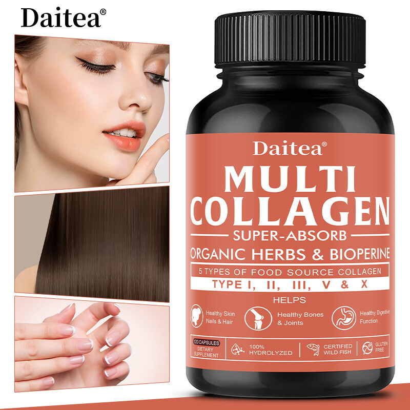 2000mg Multi Collagen Types I II III V X Anti-Aging Capsules 30 60 120 Count  