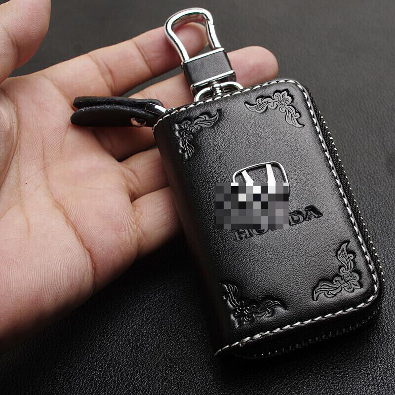 For Honda Cowhide Leather Car Key Case Bag Remote Key Fob Cover Car Accessories