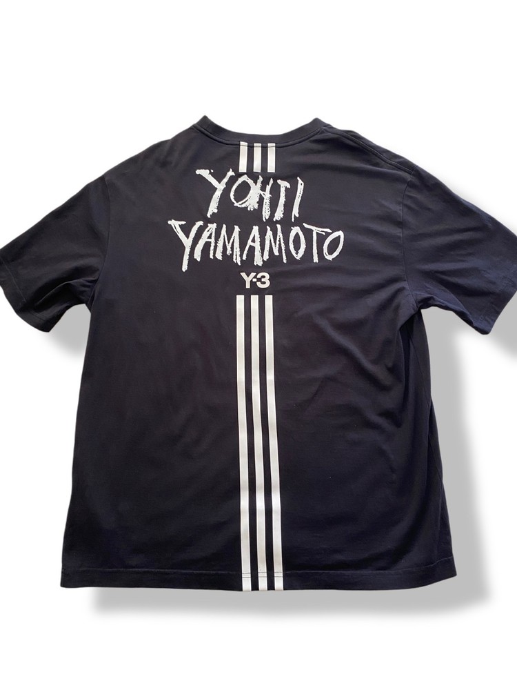 Y-3 Yohji Yamamoto Back Logo T-Shirt White Size L Rubber Print Adidas Authentic