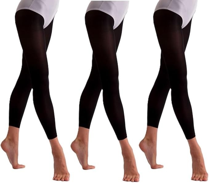 3/6 Pack Ladies Ballet Dance Tights for Dancing Footless 40 Denier Adult Black