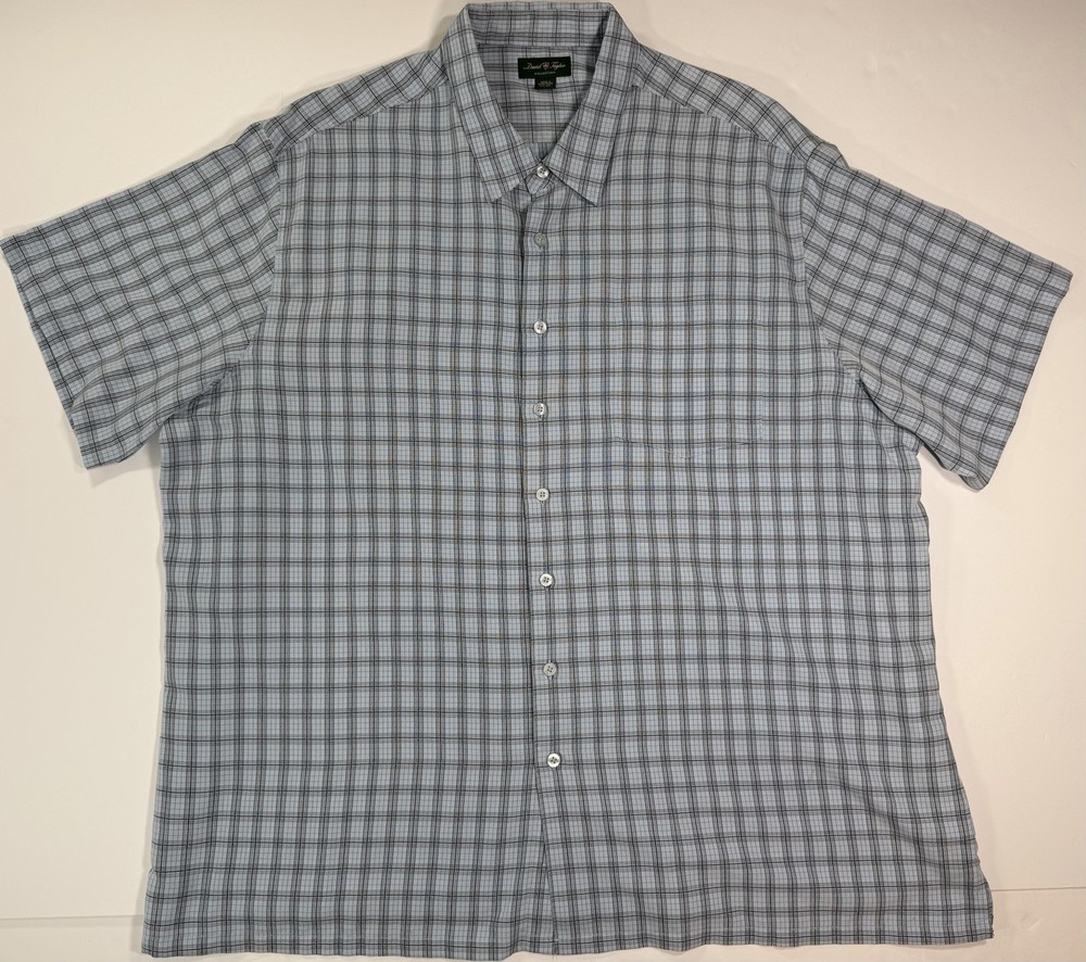 David Taylor Collection Polo Men's 3XL Button Down Blue Checkered Shirt