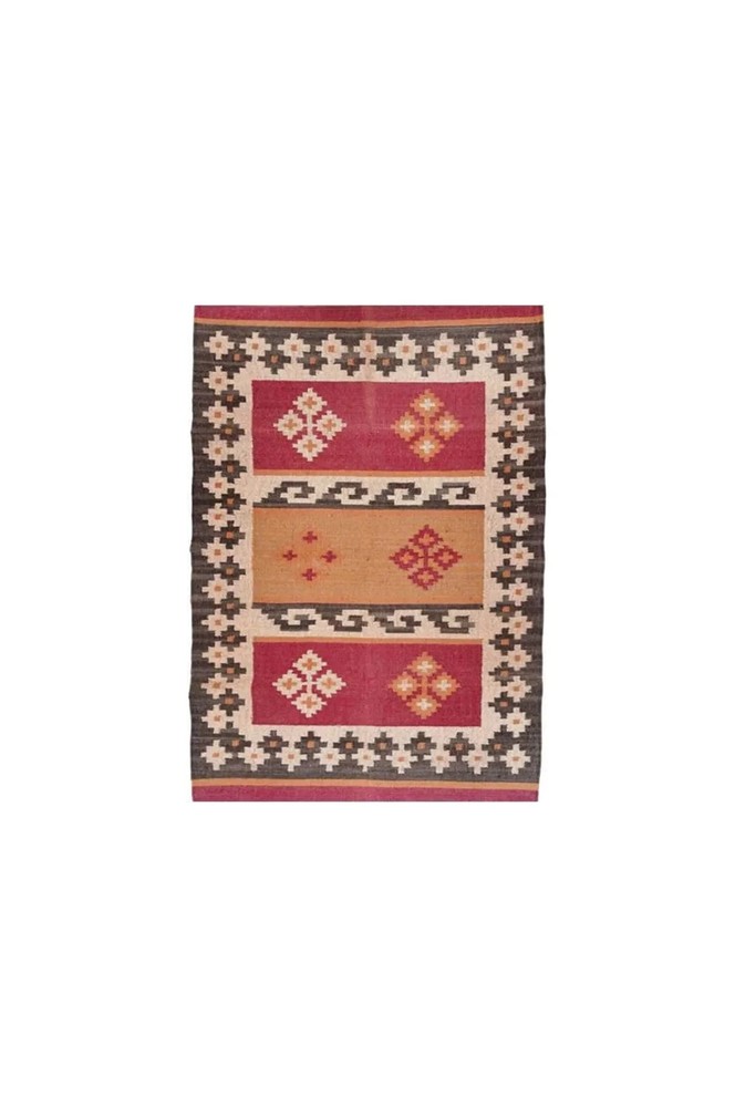 Hand Knotted Kilim Wool Jute Rug Color Multicolor Design Handmade Carpet Rug