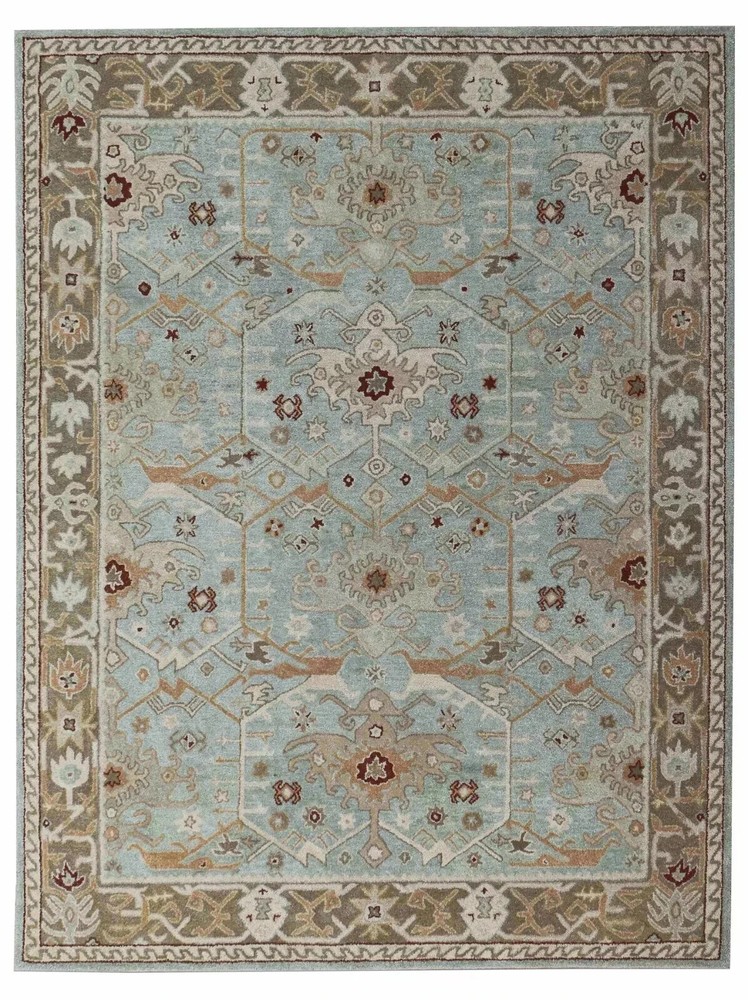 Chaining Porcelain Blue Traditional Handmade Tufted 100% Wool Area Rugs & Carpet