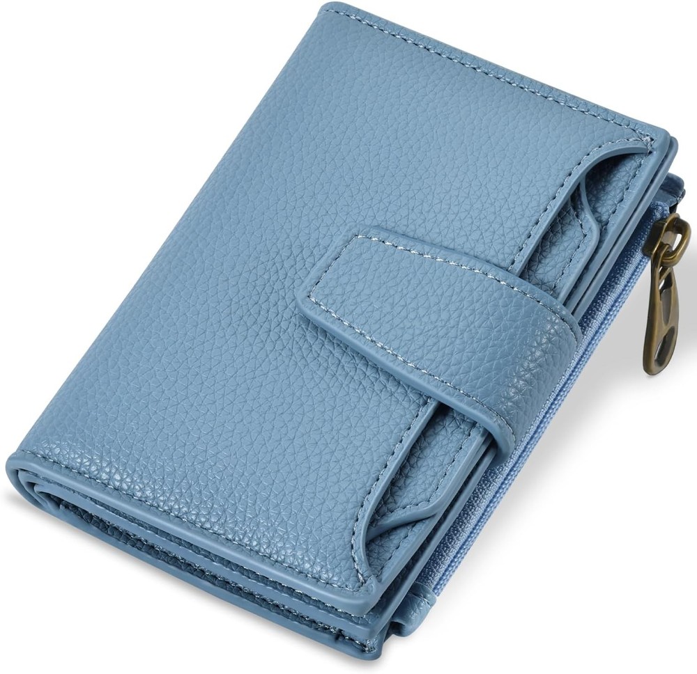 Women’s Small RFID Wallet | Soft Leather Bifold Card Holder w Zipper Coin Pocket