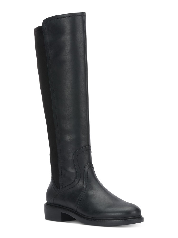 LUCKY BRAND Mujer Negro Quenbe Punta Redonda Tacón Bloque Cuero Bota de Montar 7.5 M