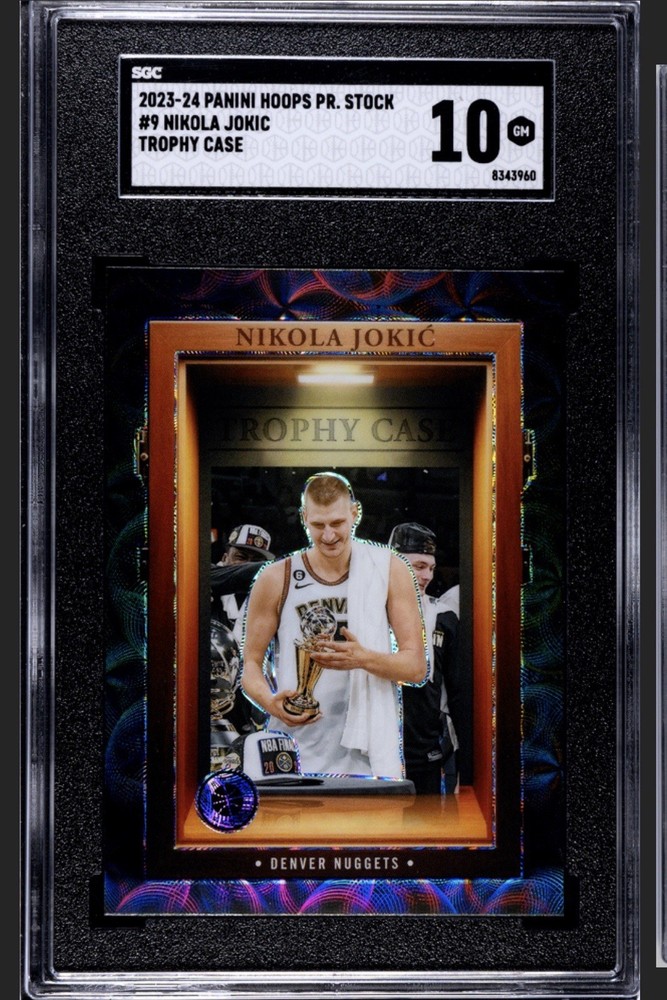 2023-24 Panini NBA Hoops Premium Stock Nikola Jokic Trophy Case SGC 10 POP 2