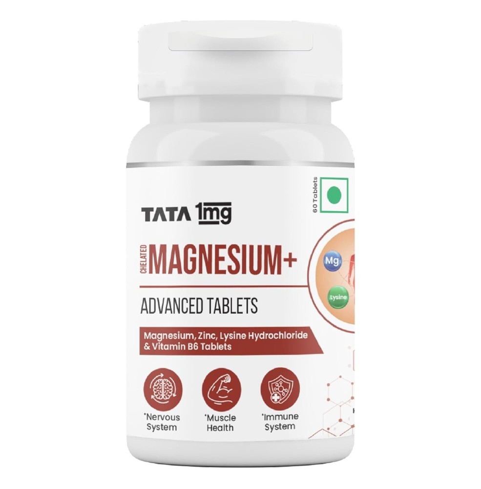 Tata 1mg Chelated Magnesium Plus Tablet with Zinc, Vitamin B6 - 60 Tabs