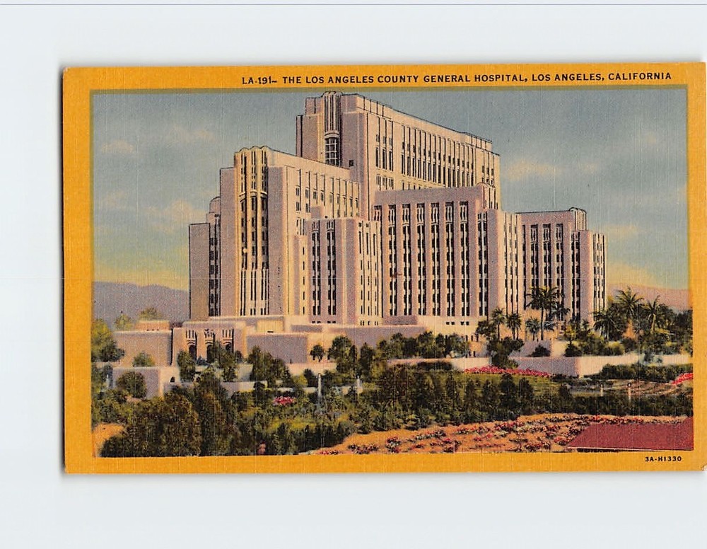 Postcard Los Angeles County General Hospital Los Angeles California USA