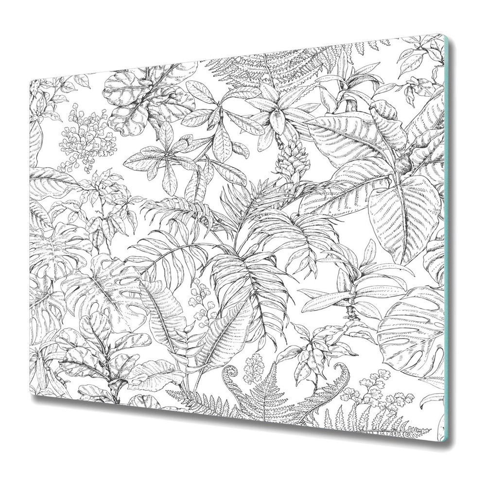 Glass Chopping Cutting Board Sketch tropical drawing Hand drawn Drawing 60x52
