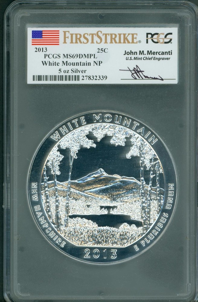2013 WHITE MOUNTAIN AMERICA BEAUTIFUL ATB 5 Oz SILVER PCGS MS69 DMPL Mercanti FS