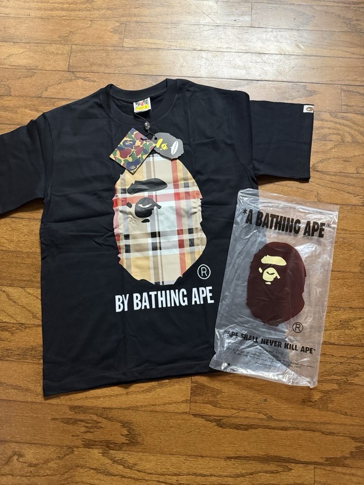 A Bathing Ape Men's Black Cotton Jersey Ape Head Graphic Logo T-Shirt Size S