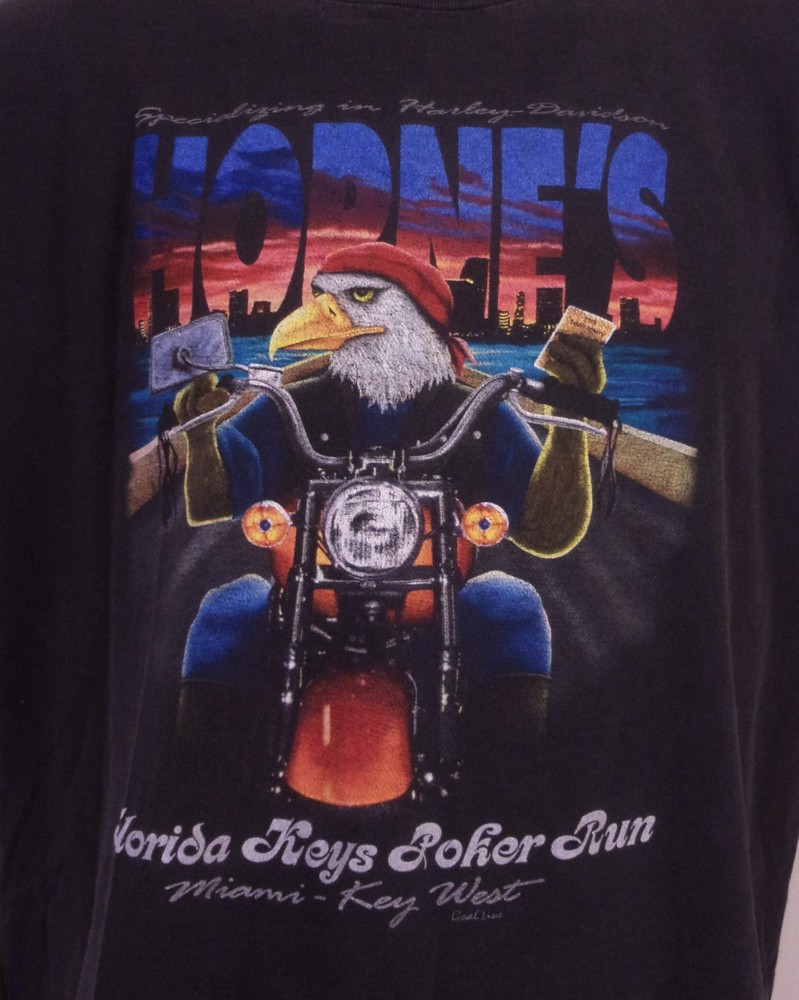 vintage 90s Oneita Horne's Harley Davidson Motorcycles T-Shirt Biker 2 sided XL
