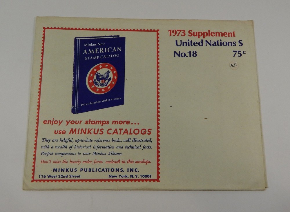 Minkus United Nations No. 18 1973 Supplement Stamp Album Pages