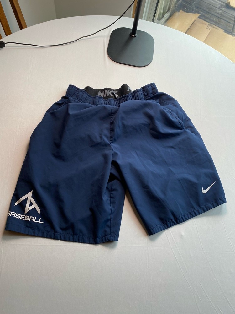 Nike Dri-FIT Men's Flex Woven Training Shorts Navy Blue Baseball Logo Size M
