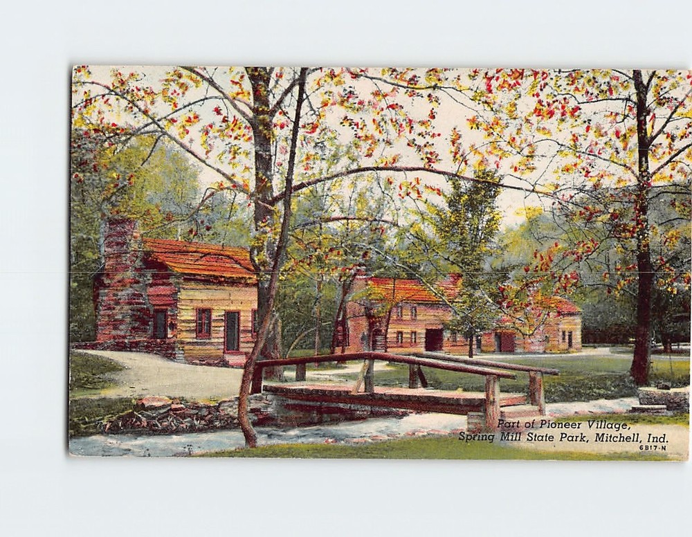 Postcard Part of Pioneer Village Spring Mill State Park Mitchell Indiana USA