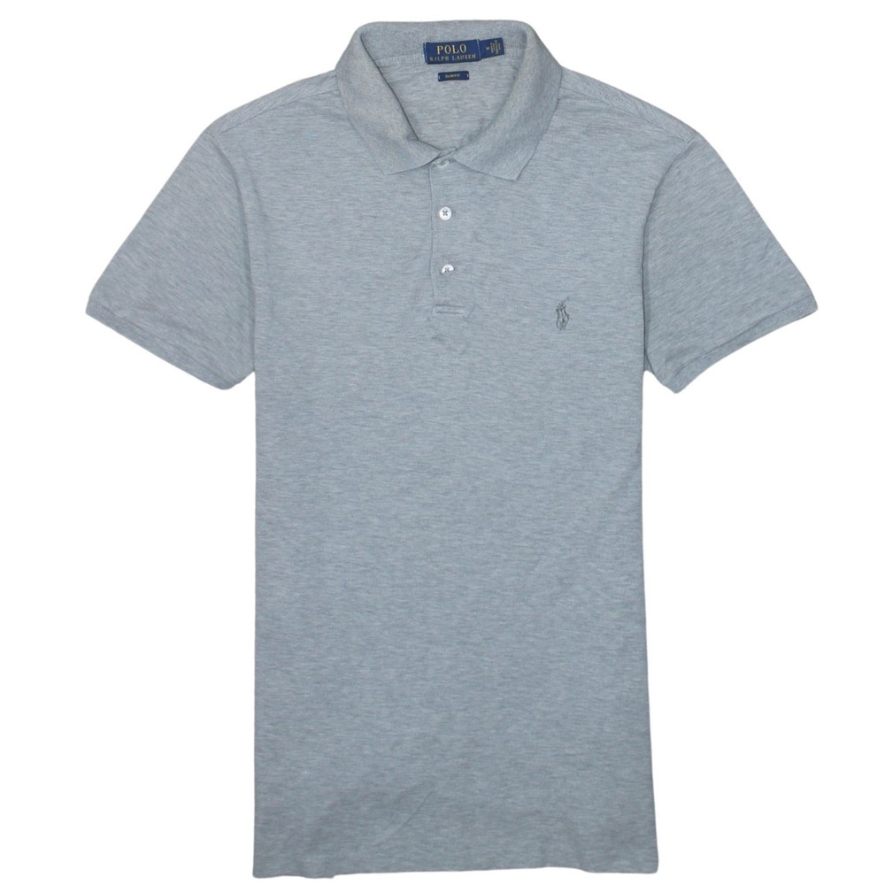 Polo Ralph Lauren Womens Polo Shirt Grey Embroidered Pony Logo Slim Fit Top M