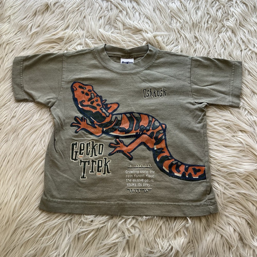 Vintage 90s OshKosh B’Gosh Gecko Lizard Graphic T Shirt Tee Boys Size 3T