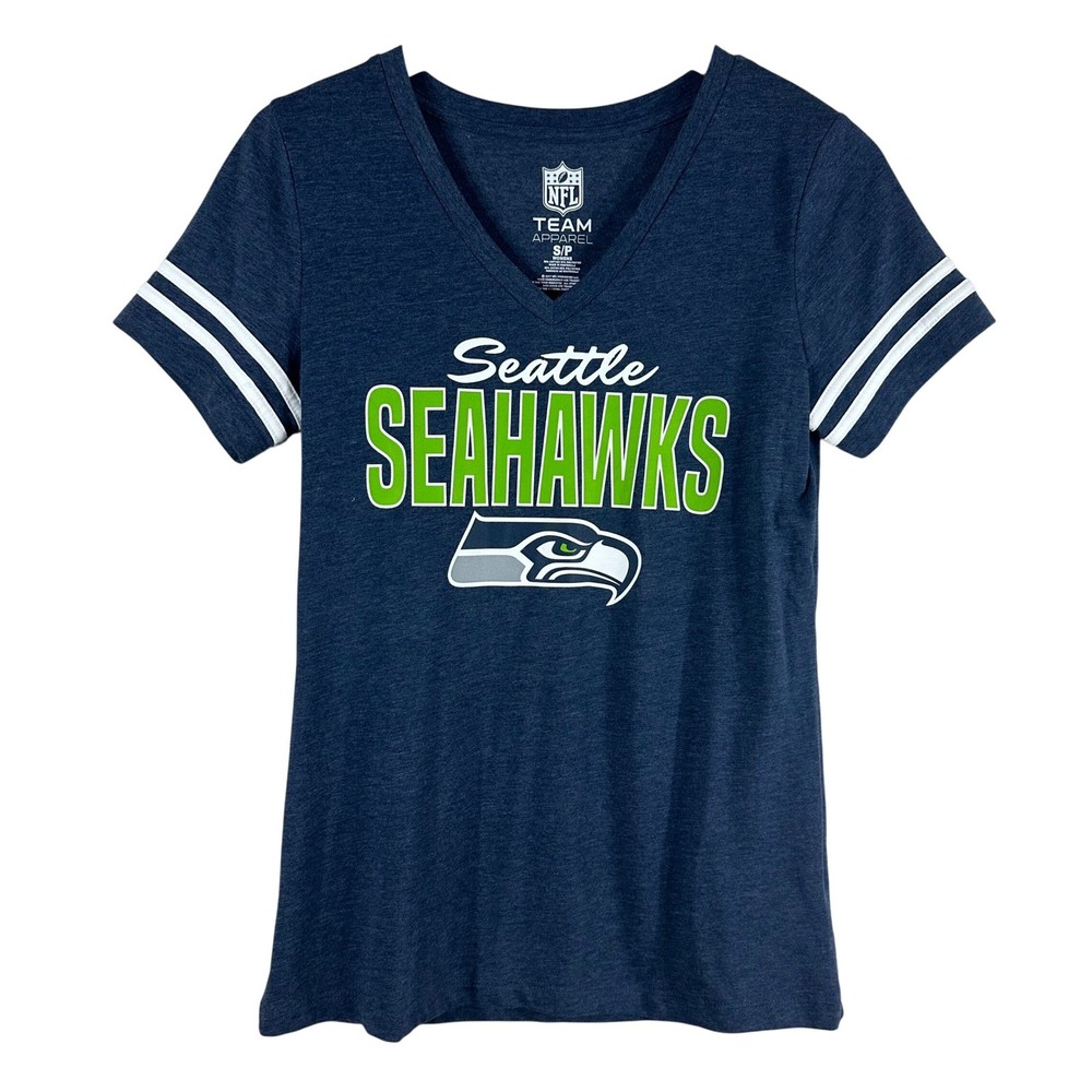 NFL Team Apparel Seattle Seahawks Women's Tee V Neck Logo Fan T-Shirt Size S