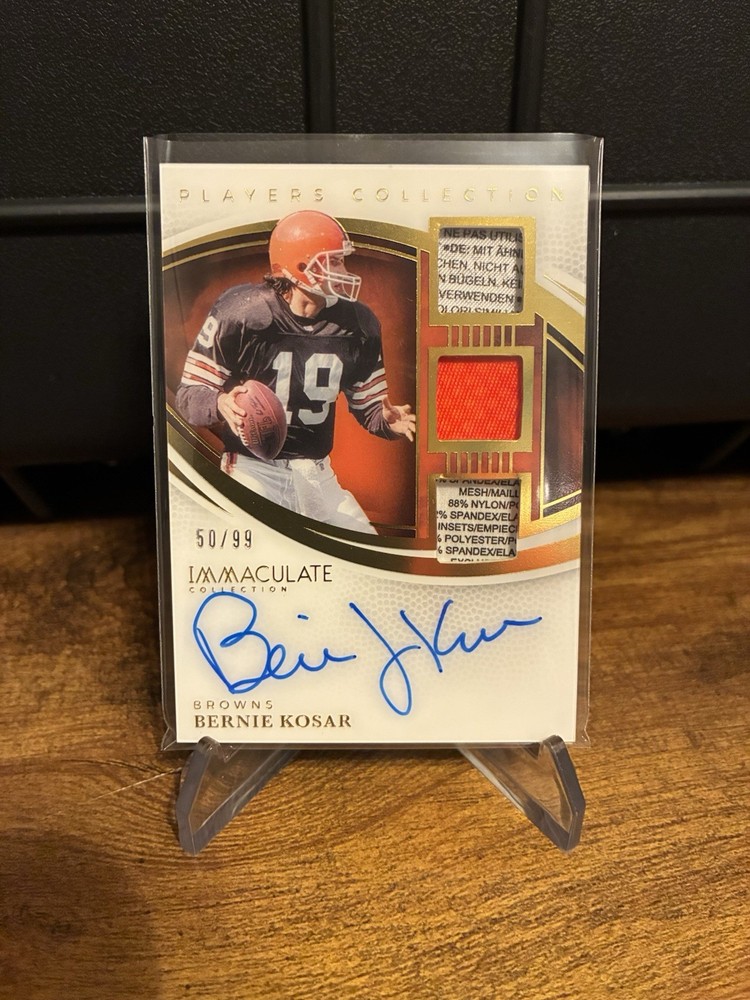 2025 Immaculate Bernie Kosar /99 Triple Relic On-Card Auto Browns Laundry Tag