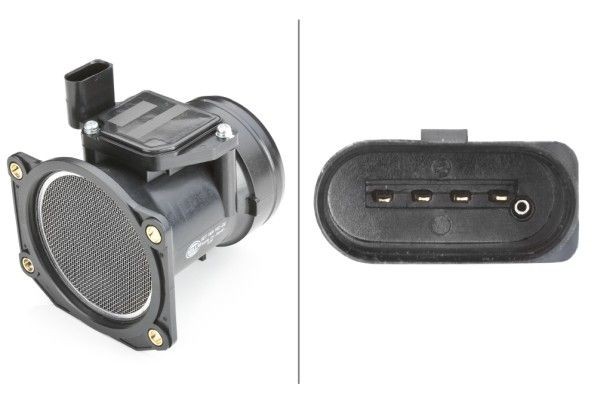 HELLA 8ET 009 142-261 Air Mass Sensor With 4 Pins Fits Audi Seat Skoda VW