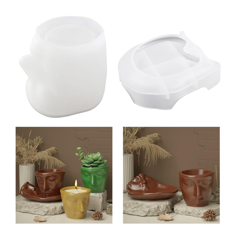 Abstract Face Silicone Mold for Flexible Candles Gypsum Resin Craft-image