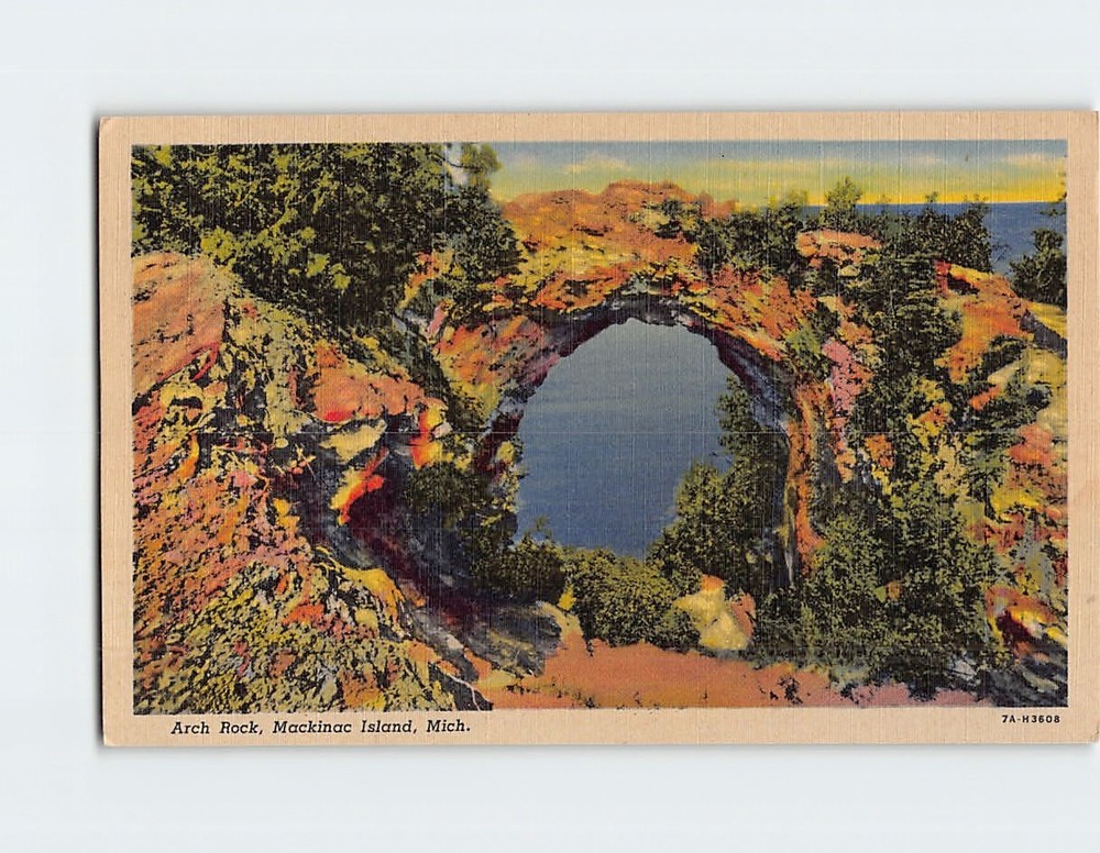 Postcard Arch Rock Mackinac Island Michigan USA