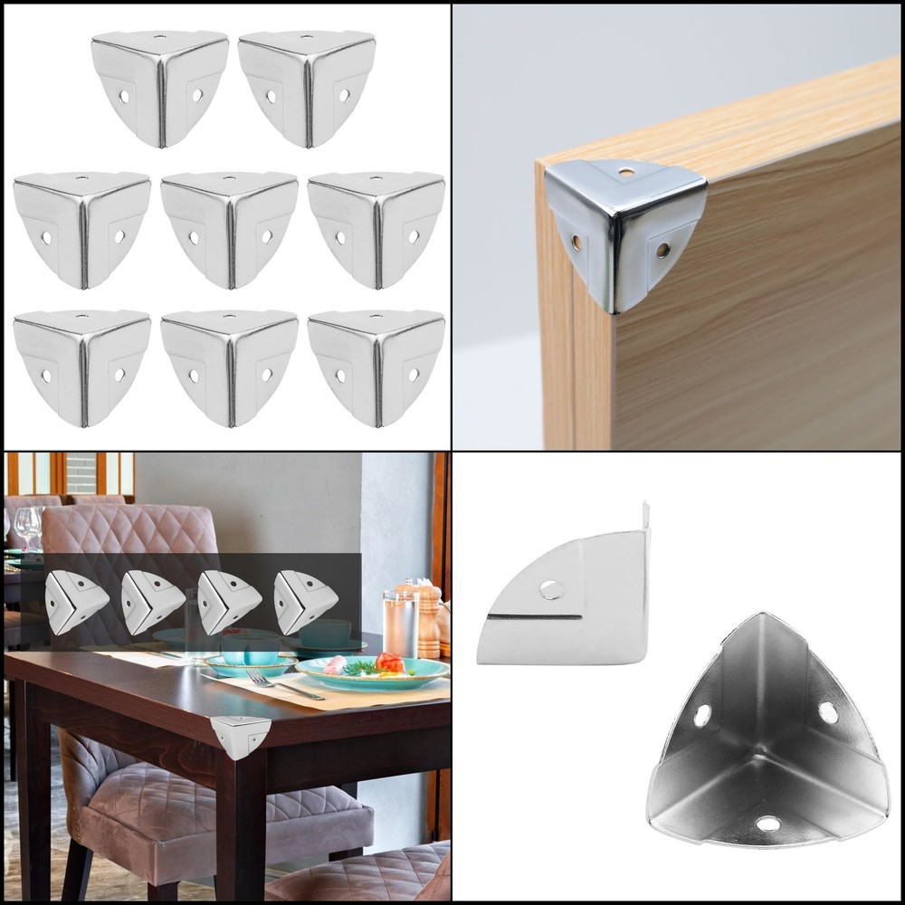 8PCS Corner Protectors Iron Edge Guard Silver Corner Brackets Furniture Decor