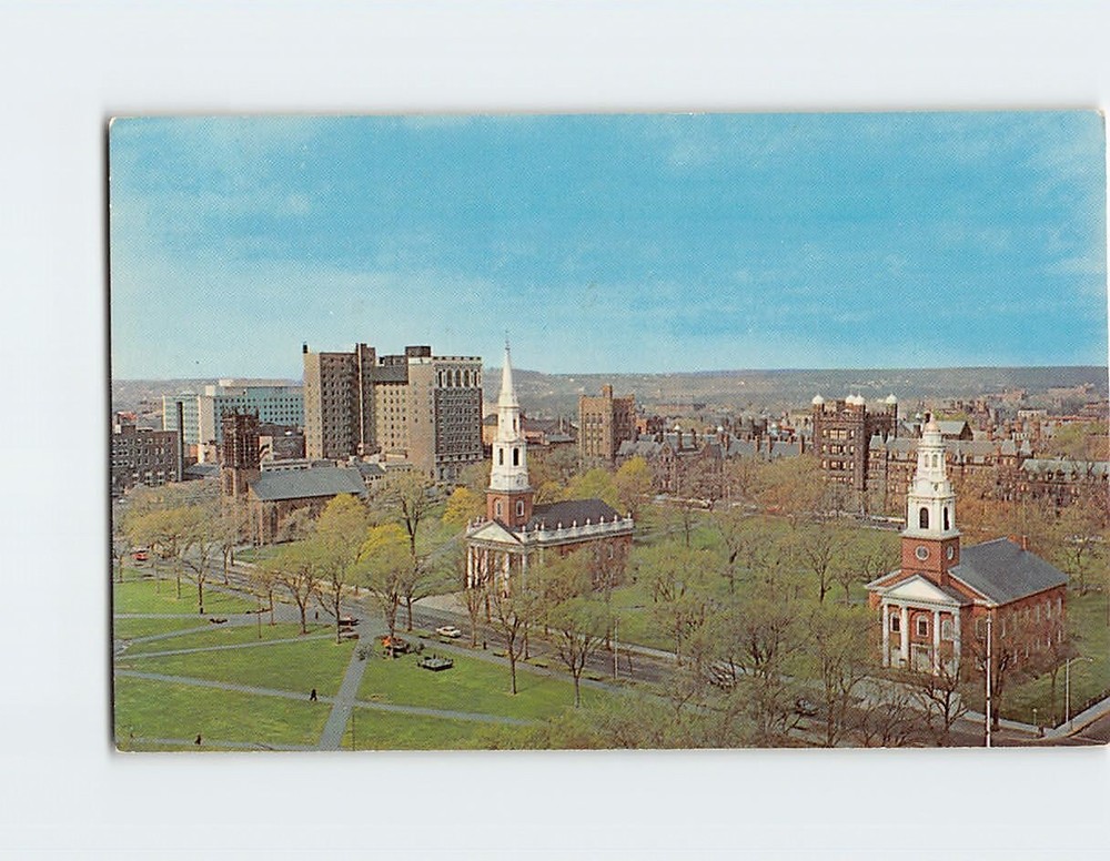 Postcard The Three Churches on the Green New Haven Connecticut USA