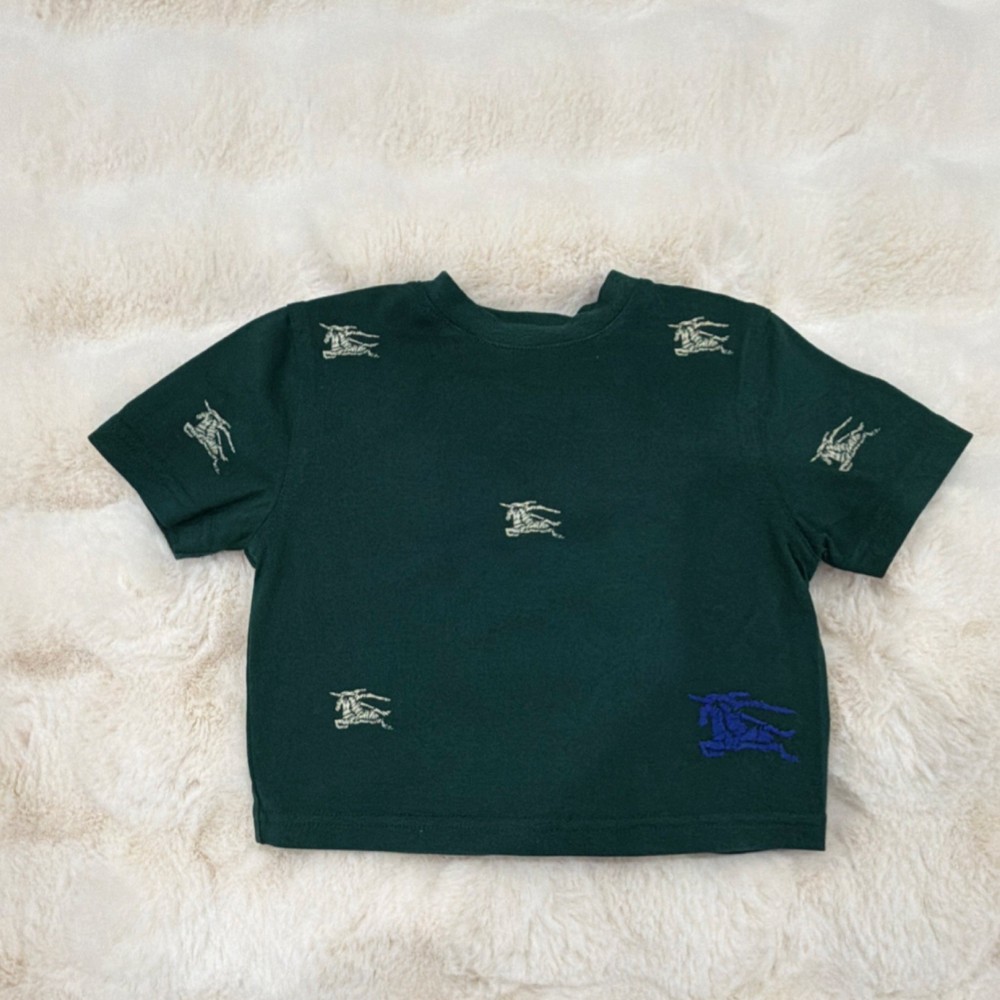 Burberry Baby Green Logo T-Shirt Equestrian Knight Short Sleeve Cotton 6M
