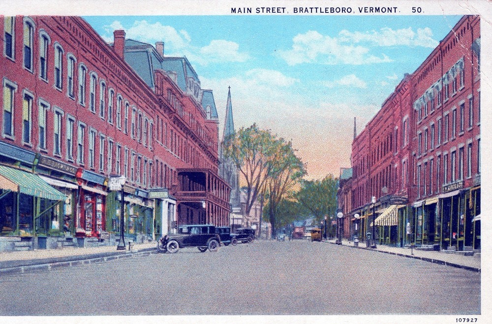 Main St. Brattleboro, VT 1920’s Postcard