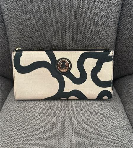TOUS Patterned Leather Wallet / Zip Pouch – Dust Bag Included