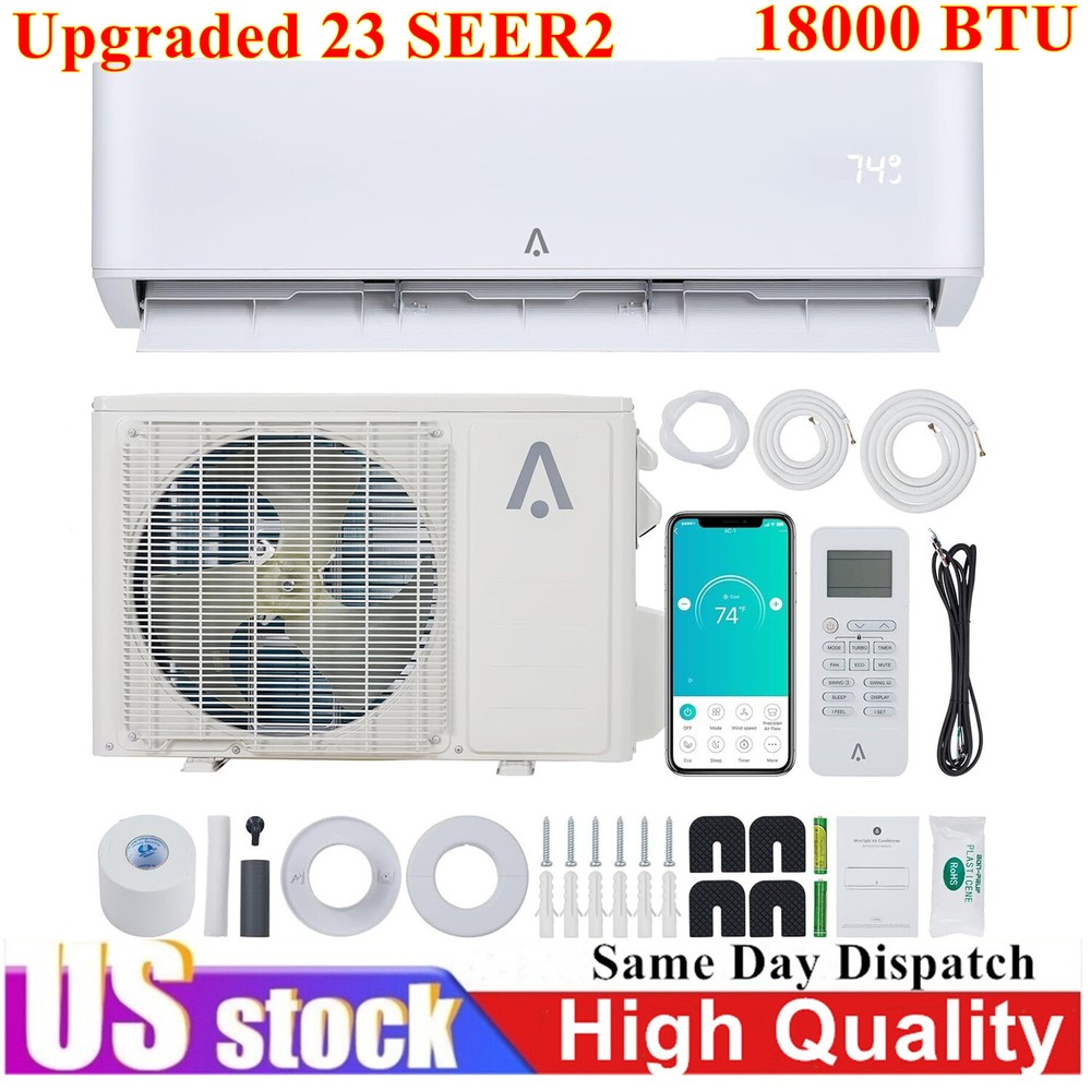 18000BTU Smart Ductless Air Conditioner Heat Pump 22 SEER2 INVERTER Mini Split