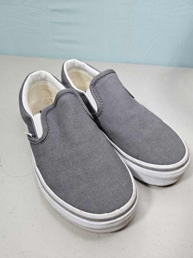 🔥 Vans WIDE Custom.Gray Slip On Shoes Men’s Size 4.5 Women’s Size 6 Canvas