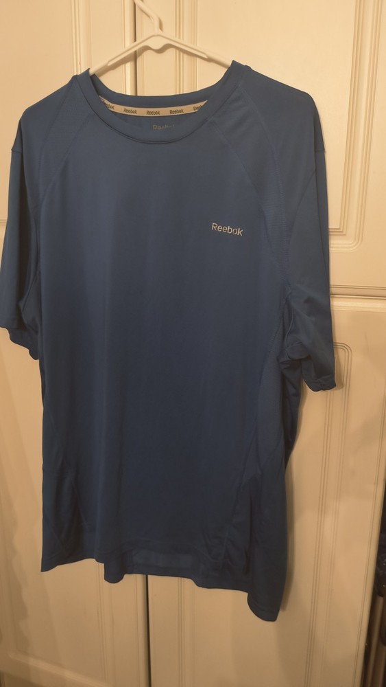 Reebok Shirt Mens Adult L Blue Logo Athletic Gym Lightweight Hydromove (R9