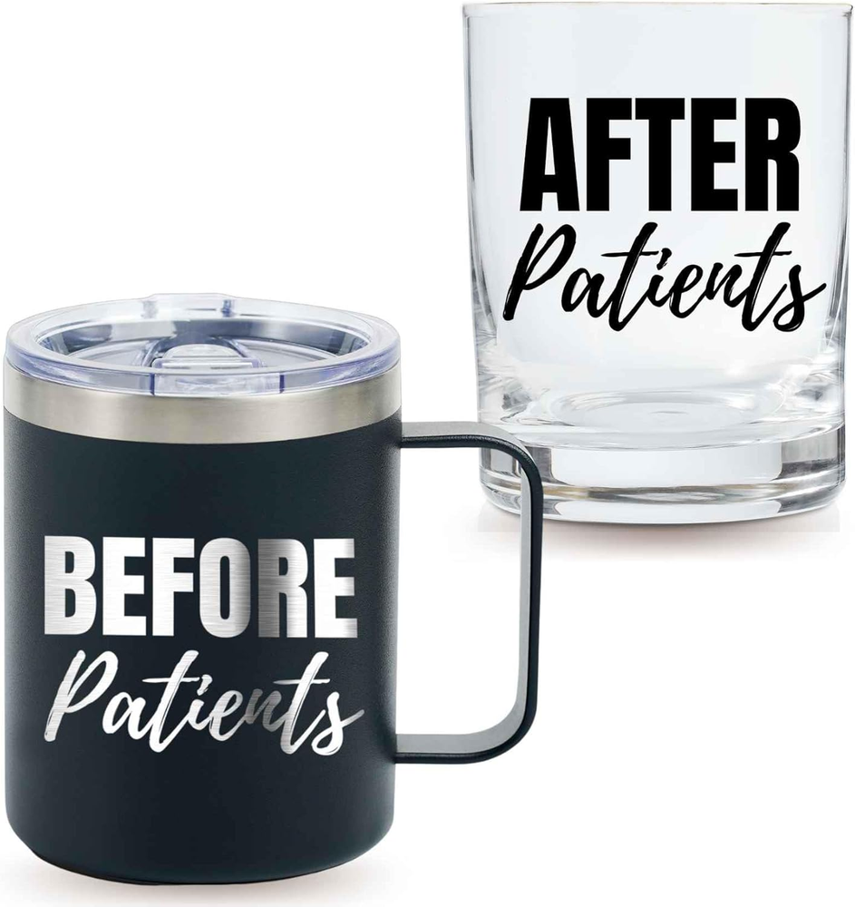 Doctor & Nurse Gifts Set for Men & Women, Whiskey Glass & Coffee Mug Doctors, Nu