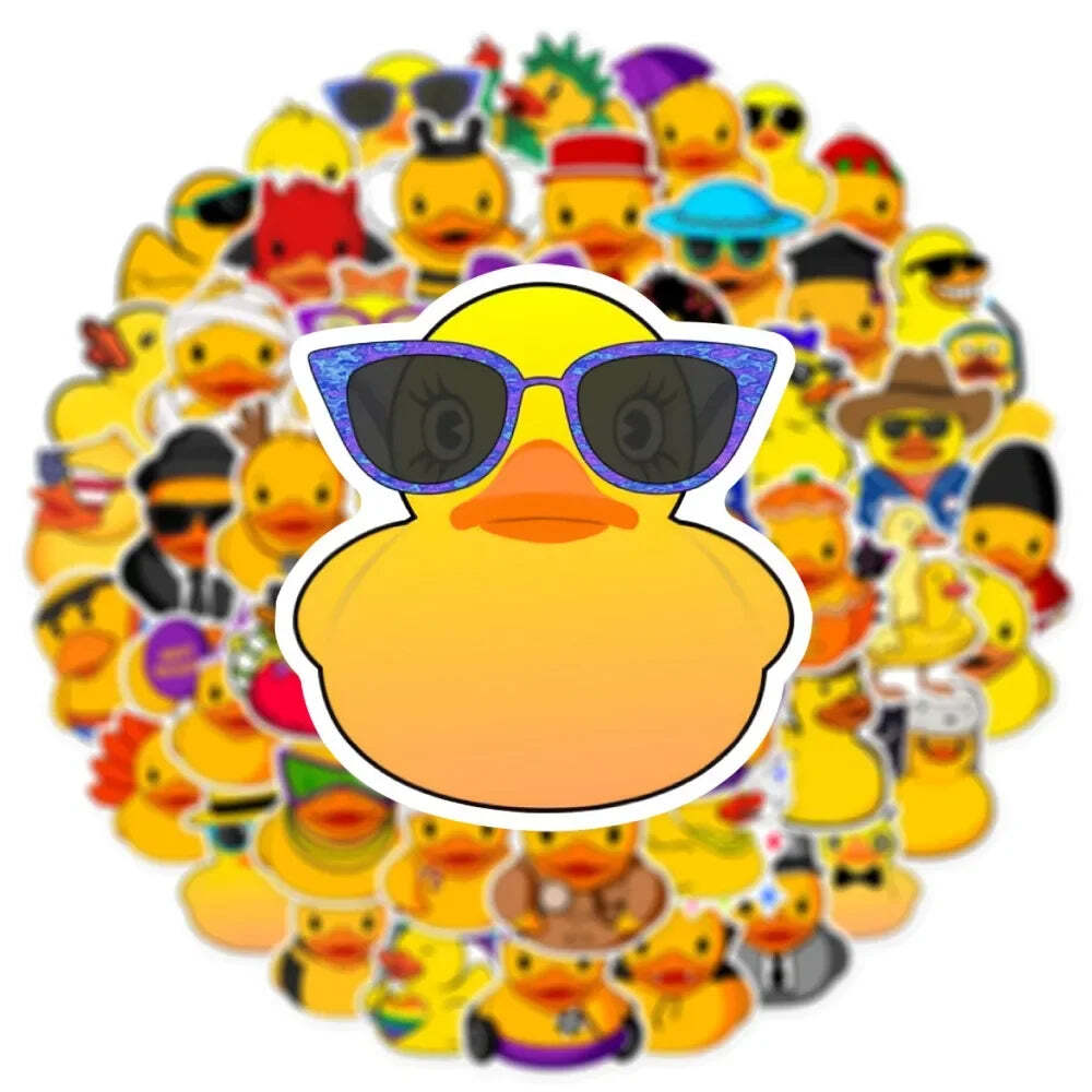 10/50Pcs Cute Little Yellow Duck Stickers For Suitcase Laptop Phone Cartoon Stic