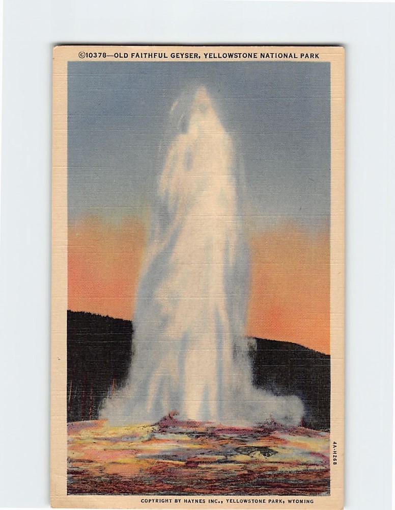 Postcard Old Faithful Geyser Yellowstone National Park Wyoming USA